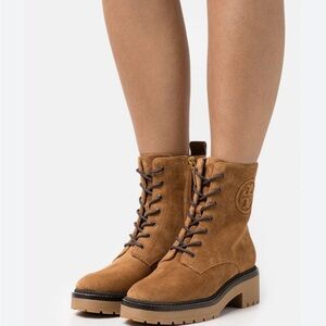Tory Burch lug sole Tan Suede Boots